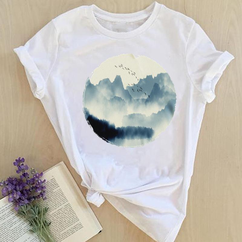 Women Print Tops Clothes Short Sleeve Tees Female Summer Beach Paw Cat Dog Love Fashion Lady Tshirt Regular Graphic T-Shirt