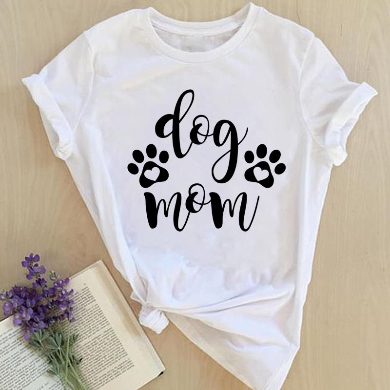 Women Print Tops Clothes Short Sleeve Tees Female Summer Beach Paw Cat Dog Love Fashion Lady Tshirt Regular Graphic T-Shirt