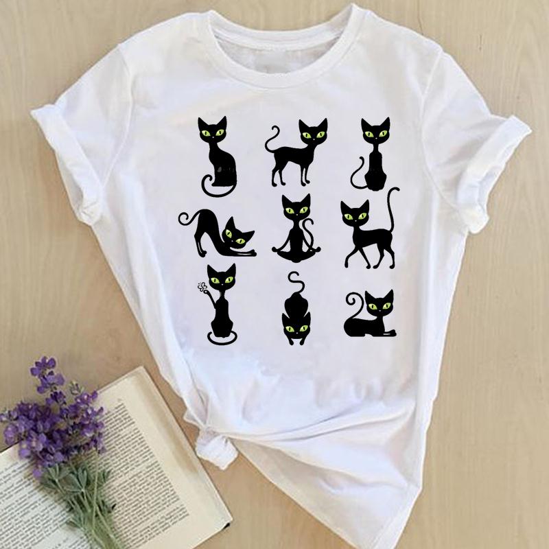 Women Print Tops Clothes Short Sleeve Tees Female Summer Beach Paw Cat Dog Love Fashion Lady Tshirt Regular Graphic T-Shirt