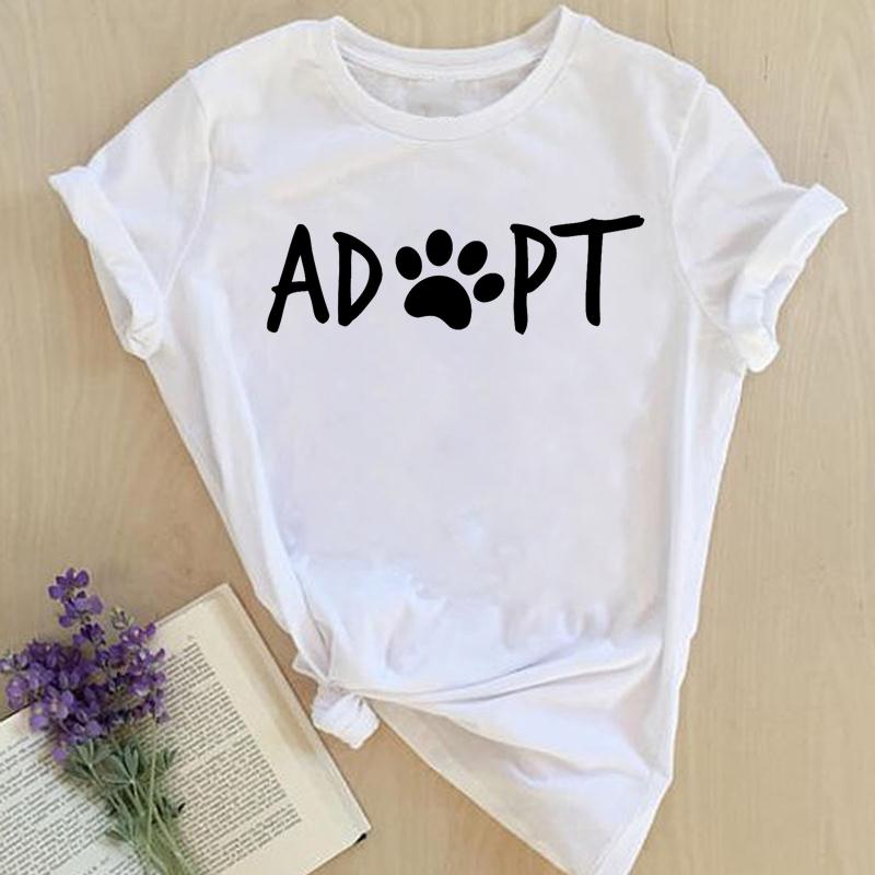 Women Print Tops Clothes Short Sleeve Tees Female Summer Beach Paw Cat Dog Love Fashion Lady Tshirt Regular Graphic T-Shirt