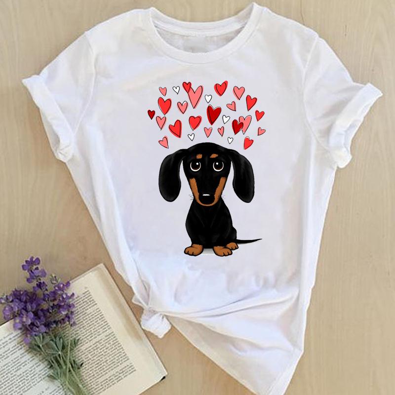 Women Print Tops Clothes Short Sleeve Tees Female Summer Beach Paw Cat Dog Love Fashion Lady Tshirt Regular Graphic T-Shirt