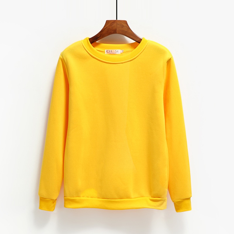 Prowow Winter Spring Women Sweatshirt Yellow O-neck Man Top Clothes Plus Size Thin Velvet Pullovers Shirts Black Hoodies White