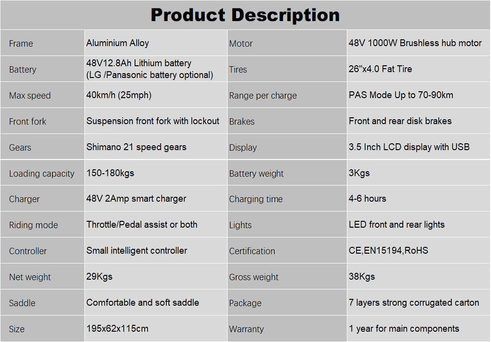 ZPAO Electric Bike 1000W Adult Mountain Bike 26 Inch Snow Electronic Bike 48V Electric Bicycle 4.0 Fat Tire e bike Folded Ebike