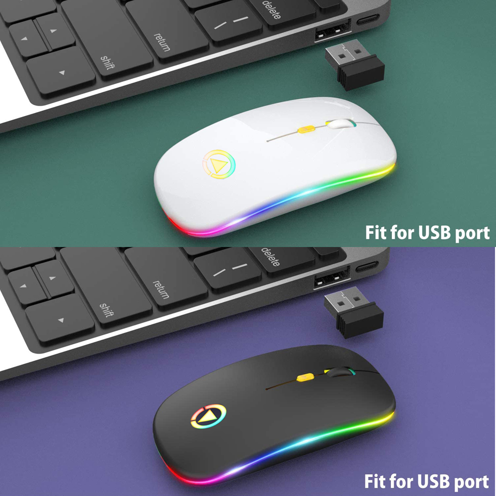 Wireless Mouse with USB Rechargeable RGB Mouse for Computer Laptop PC Macbook Bluetooth Gaming Mouse Gamer 2.4GHz 1600DPI