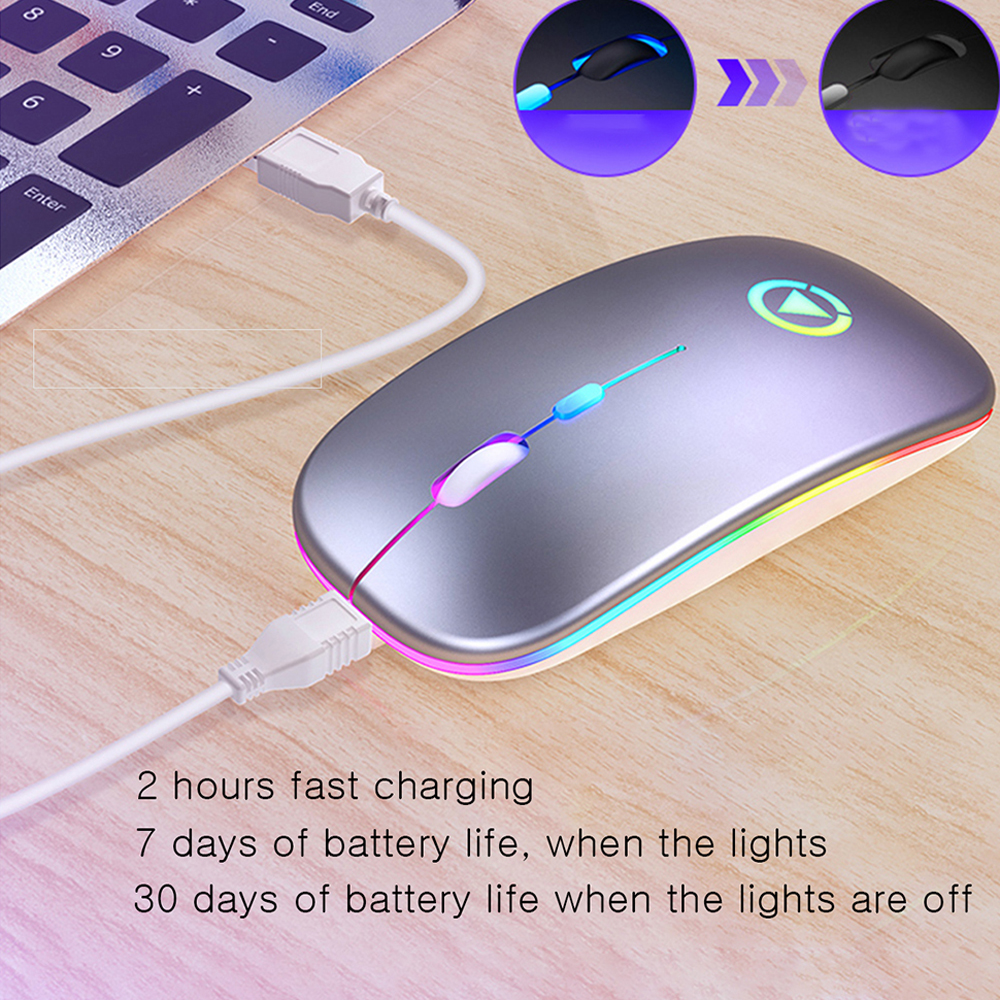 Wireless Mouse with USB Rechargeable RGB Mouse for Computer Laptop PC Macbook Bluetooth Gaming Mouse Gamer 2.4GHz 1600DPI