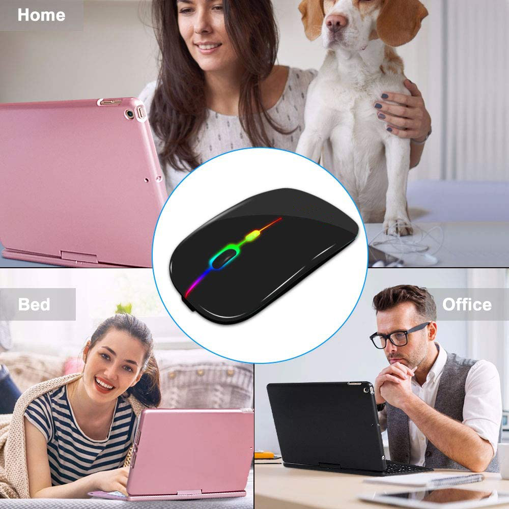 Wireless Mouse with USB Rechargeable RGB Mouse for Computer Laptop PC Macbook Bluetooth Gaming Mouse Gamer 2.4GHz 1600DPI