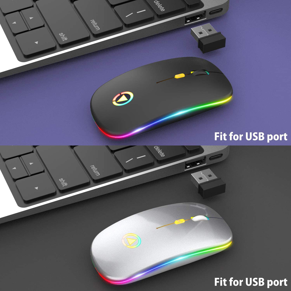 Wireless Mouse with USB Rechargeable RGB Mouse for Computer Laptop PC Macbook Bluetooth Gaming Mouse Gamer 2.4GHz 1600DPI