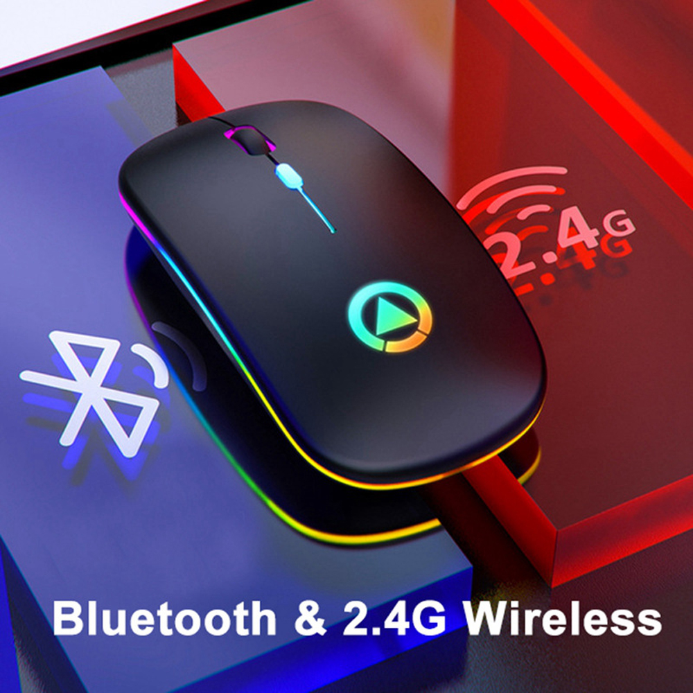 Wireless Mouse with USB Rechargeable RGB Mouse for Computer Laptop PC Macbook Bluetooth Gaming Mouse Gamer 2.4GHz 1600DPI