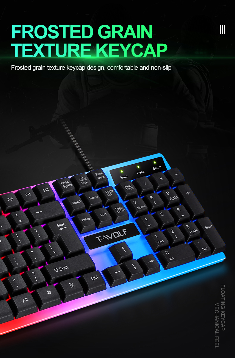 Keyboard Set English Wired Gaming Mouse and Keyboard Set Rainbow Backlit Gamer 104 Computer Waterproof Keyboard for PC Laptop