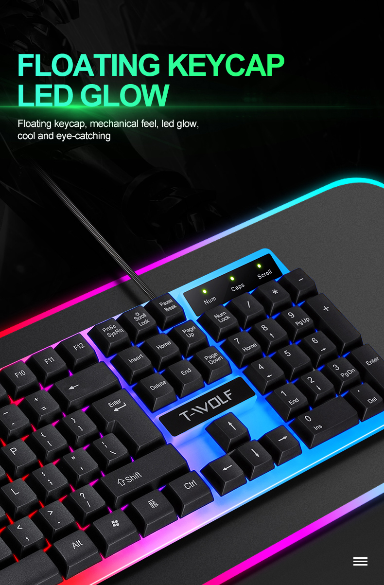 Keyboard Set English Wired Gaming Mouse and Keyboard Set Rainbow Backlit Gamer 104 Computer Waterproof Keyboard for PC Laptop