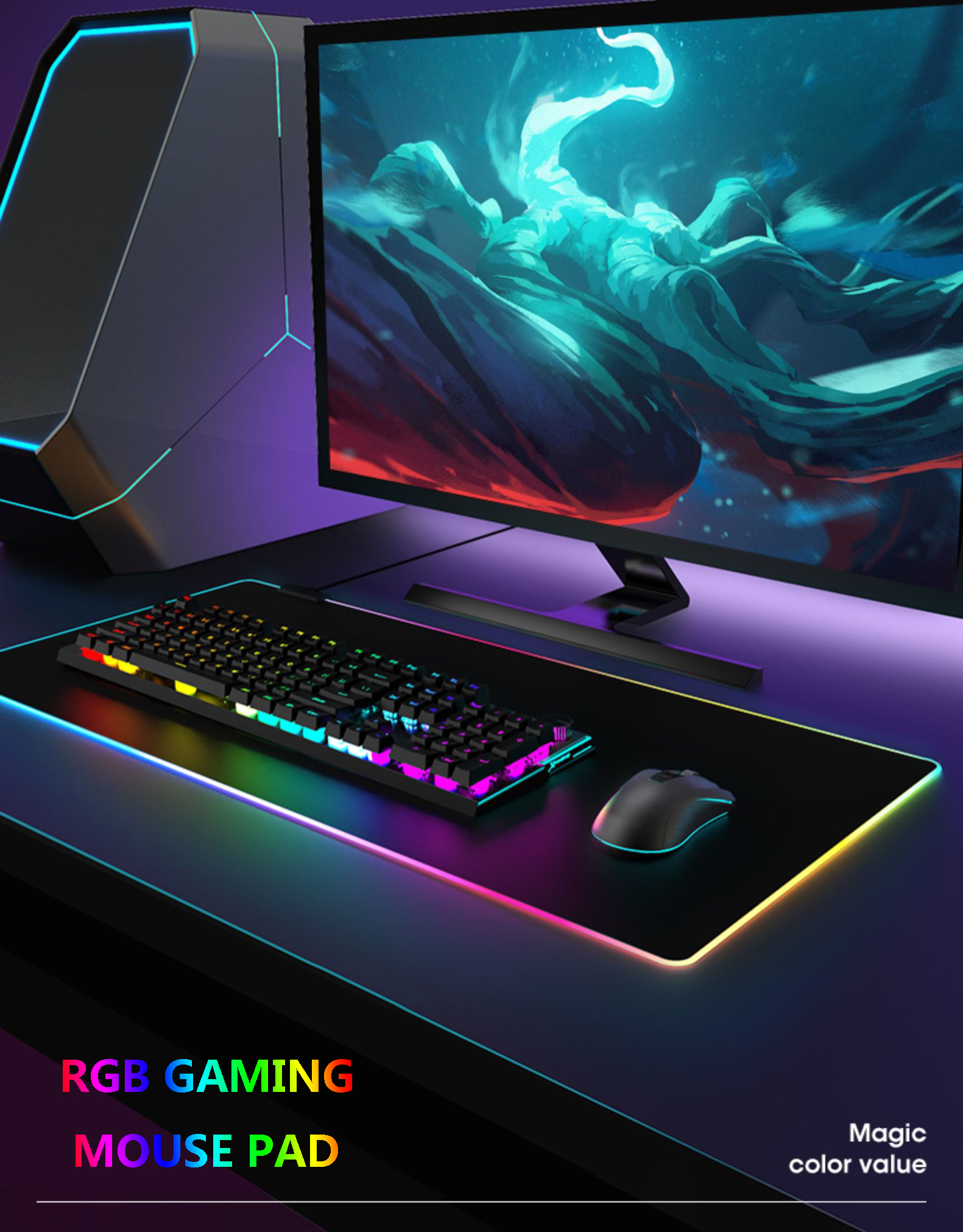 RGB Gaming Mouse Pad Large XXL Size Mouse Carpet Big Keyboard Pad Computer Mousepad Desk Play Mat with Backlit