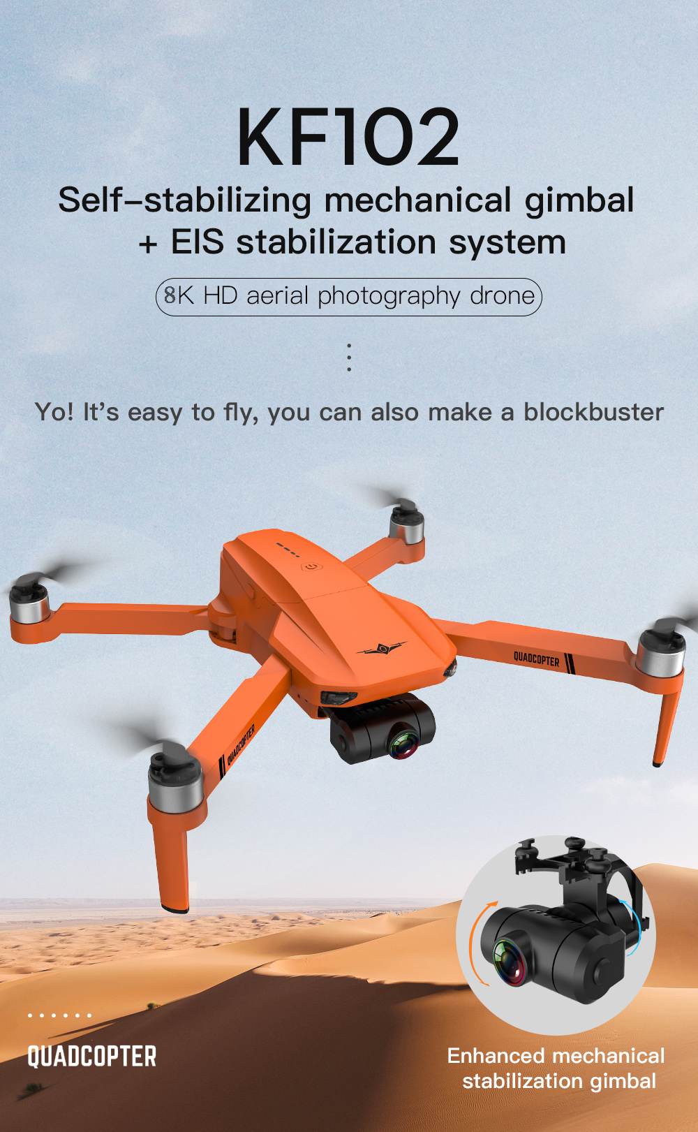 2022 New GPS Drone 4k Profesional 8K HD Camera 2-Axis Gimbal Anti-Shake Aerial Photography Brushless Foldable Quadcopter 1.2km