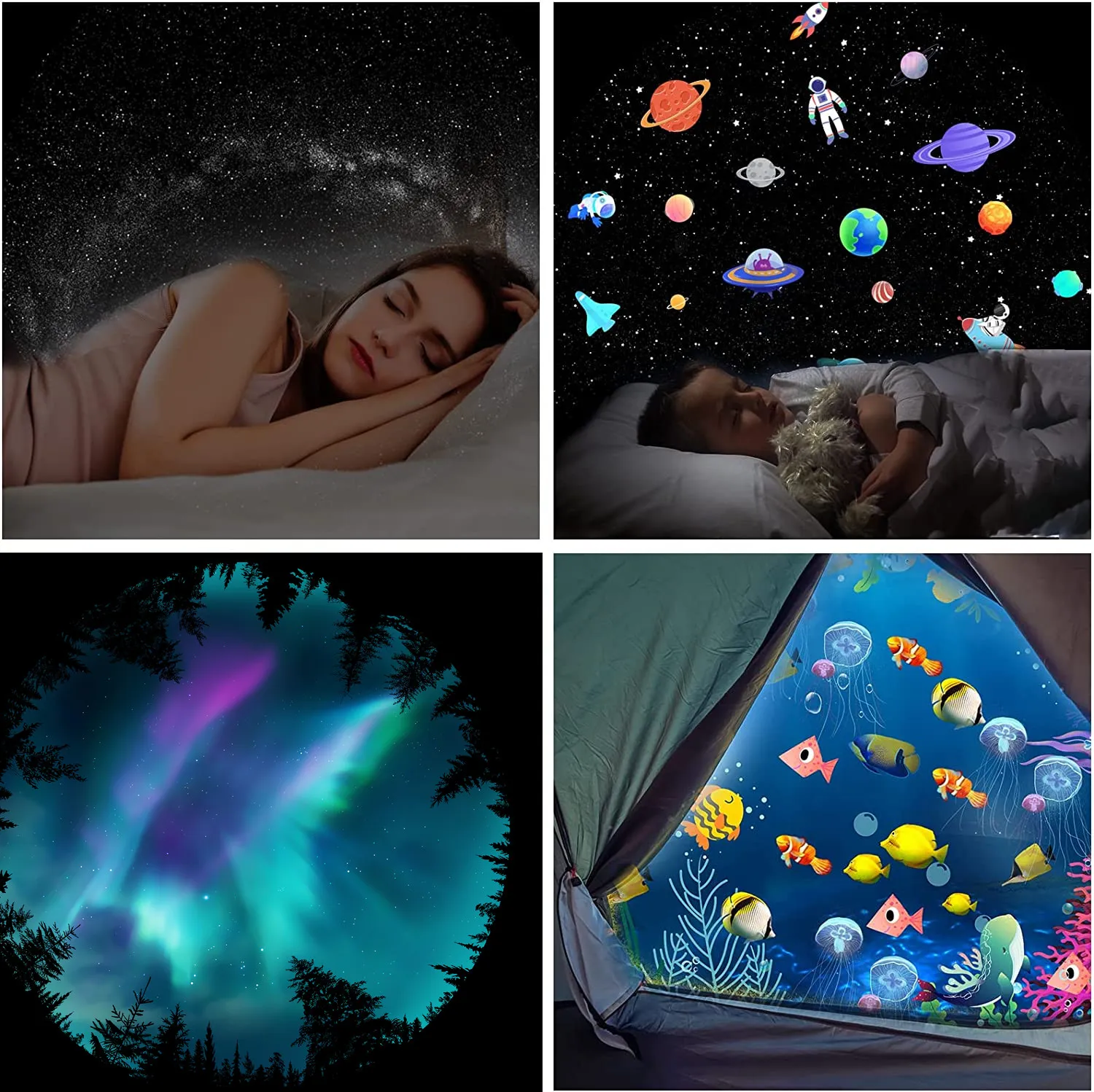 8 in 1 LED UFO Star Projector Night Light Projection Galaxy Starry Sky Rechargeable Projector Lamp Kids Room Ceiling Decoration