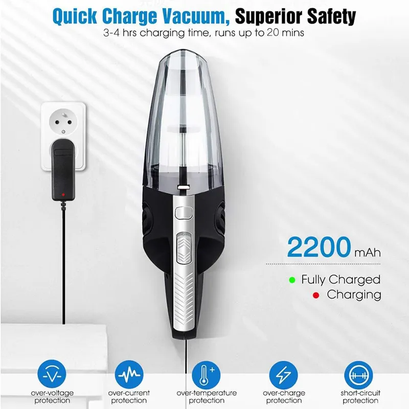 EAFC Car Wireless Vacuum Cleaner 6000Pa Powerful Cyclone Suction Home Portable 6053 Handheld Vacuum Cleaner Mini Vacuum Cleaner