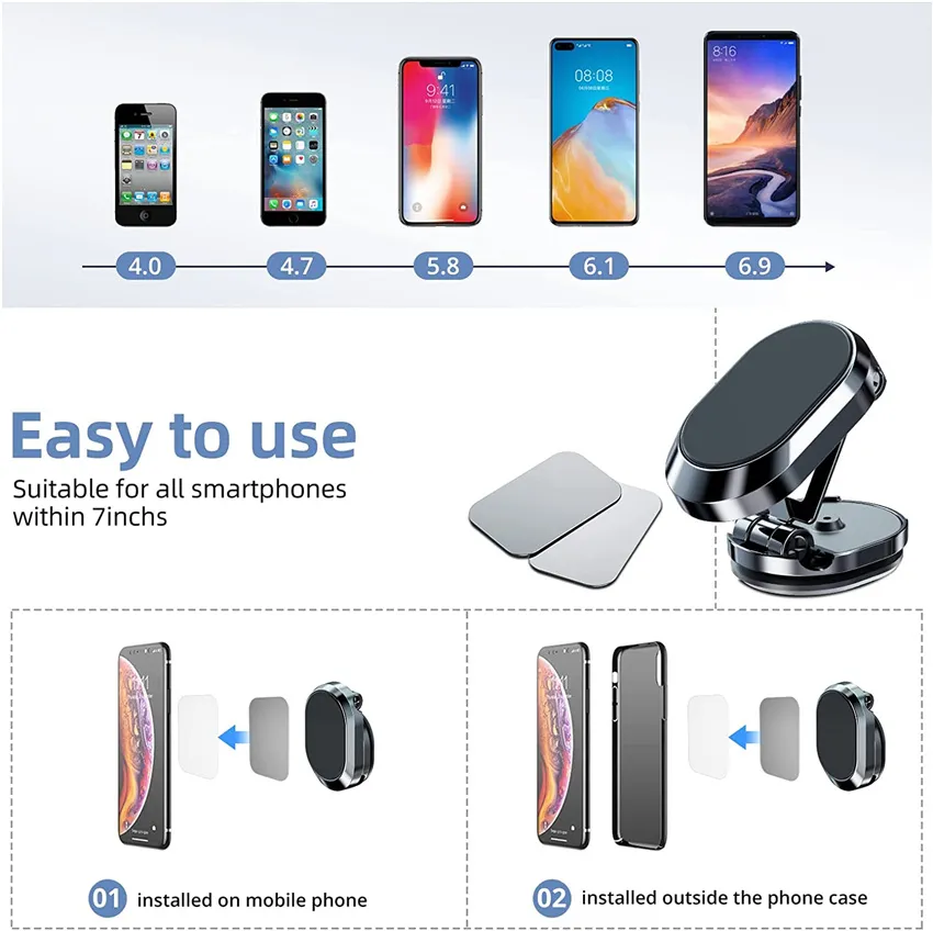 2022 Magnetic Car Phone Holder Magnet Smartphone Mobile Stand Cell GPS For iPhone 14 13 12 Pro Max Xiaomi Mi Huawei Samsung LG