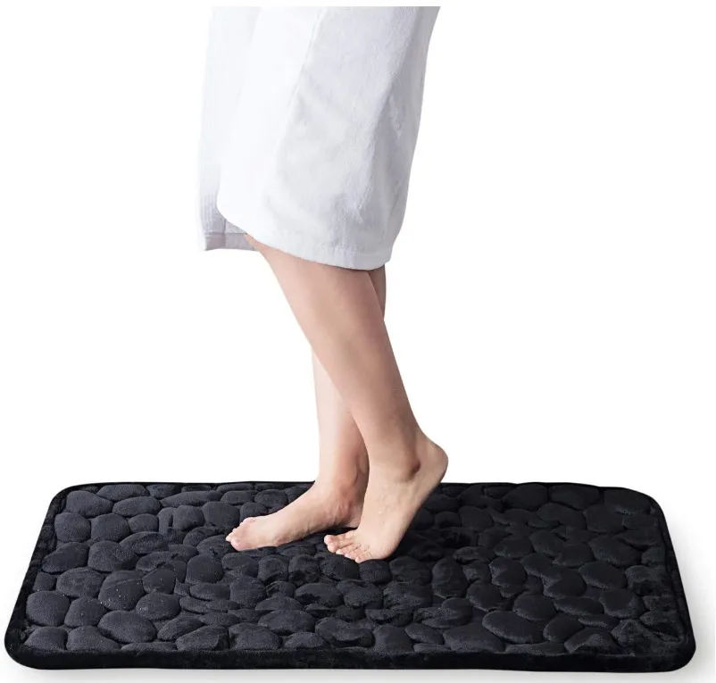 Home Bath Mat Cobblestone Embossed Bathroom Carpet Water Absorption Non-slip Memory Foam Absorbent Washable Rug Toilet Floor Mat