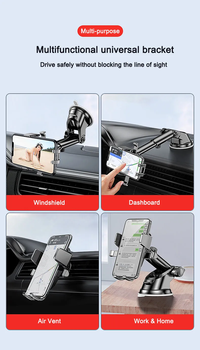 Sucker Car Phone Holder Mount Stand GPS Telefon Mobile Cell Support For iPhone 13 12 11 Pro Xiaomi Huawei Samsung