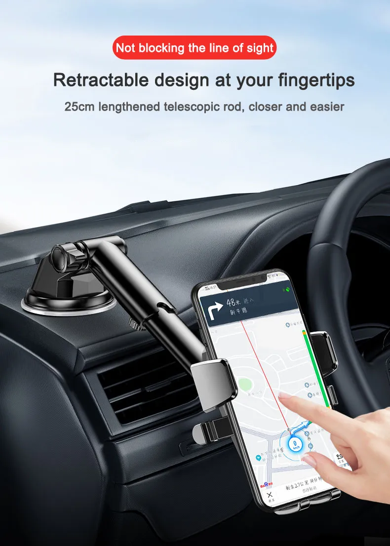 Sucker Car Phone Holder Mount Stand GPS Telefon Mobile Cell Support For iPhone 13 12 11 Pro Xiaomi Huawei Samsung