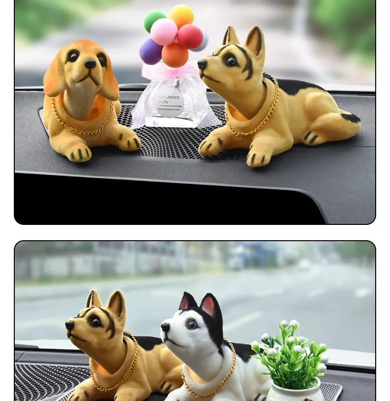 Car Doll Husky Beagle St Bernard Shepherd Shake Head Dog Decoration Car Interior Decoration Cute Creative Gift Tabletop Ornament