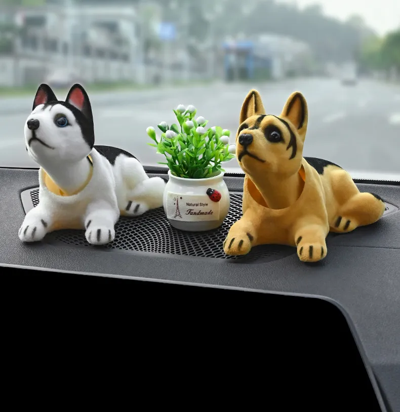 Car Doll Husky Beagle St Bernard Shepherd Shake Head Dog Decoration Car Interior Decoration Cute Creative Gift Tabletop Ornament