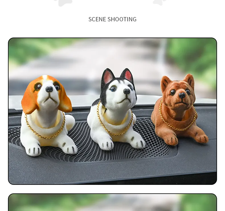 Car Doll Husky Beagle St Bernard Shepherd Shake Head Dog Decoration Car Interior Decoration Cute Creative Gift Tabletop Ornament