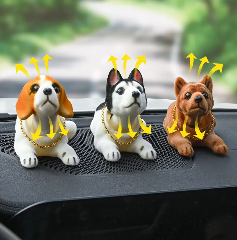 Car Doll Husky Beagle St Bernard Shepherd Shake Head Dog Decoration Car Interior Decoration Cute Creative Gift Tabletop Ornament