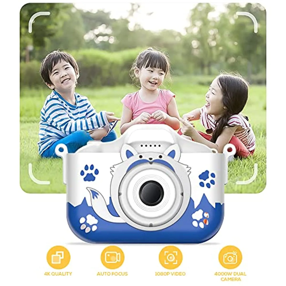 HD 1080P Kids Digital Camera 20MP Children Camera with USB Charger Built-In Game Camera Shockproof Silicone Protection Cover