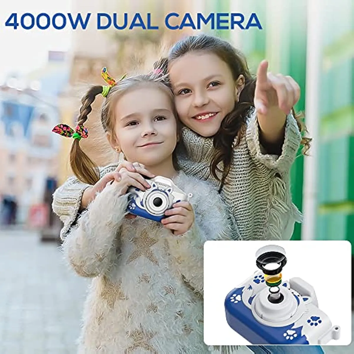 HD 1080P Kids Digital Camera 20MP Children Camera with USB Charger Built-In Game Camera Shockproof Silicone Protection Cover