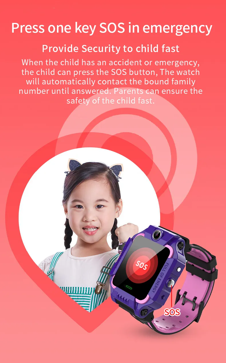 Kids Smart Watch Sim Card SOS Call Phone Smartwatch For Children Photo Waterproof Camera Location Tracker Gift For Boys and Girl