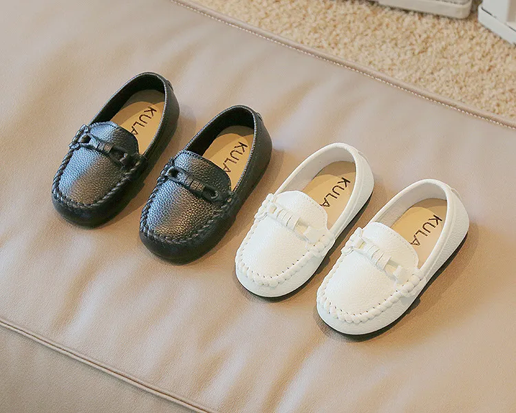 1-6Y Children Shoes Toddler Dress Leather Oxfords Boys Loafers Casual Sneakers Girls Moccasins Kids Slip-on Shoes Black, White