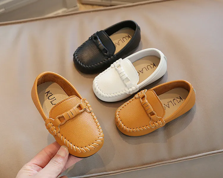 1-6Y Children Shoes Toddler Dress Leather Oxfords Boys Loafers Casual Sneakers Girls Moccasins Kids Slip-on Shoes Black, White