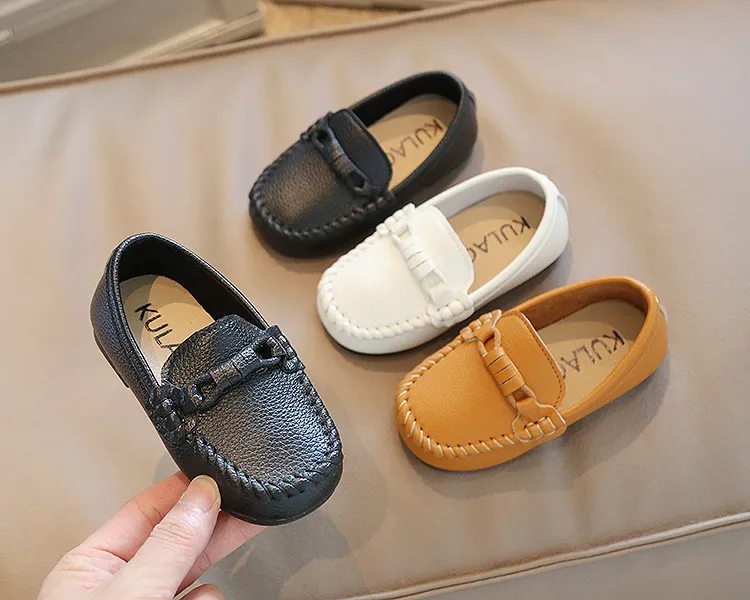 1-6Y Children Shoes Toddler Dress Leather Oxfords Boys Loafers Casual Sneakers Girls Moccasins Kids Slip-on Shoes Black, White