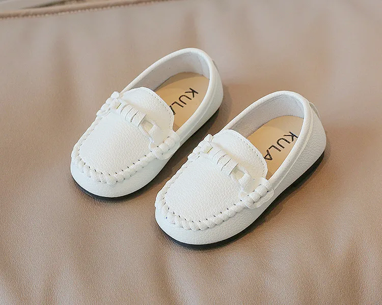 1-6Y Children Shoes Toddler Dress Leather Oxfords Boys Loafers Casual Sneakers Girls Moccasins Kids Slip-on Shoes Black, White