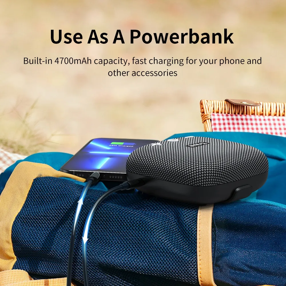 Tribit StormBox Micro 2 Portable Bluetooth Speaker 90dB Loud Sound Deep Bass IP67 Waterproof Camp Small Speaker Built-in Strap