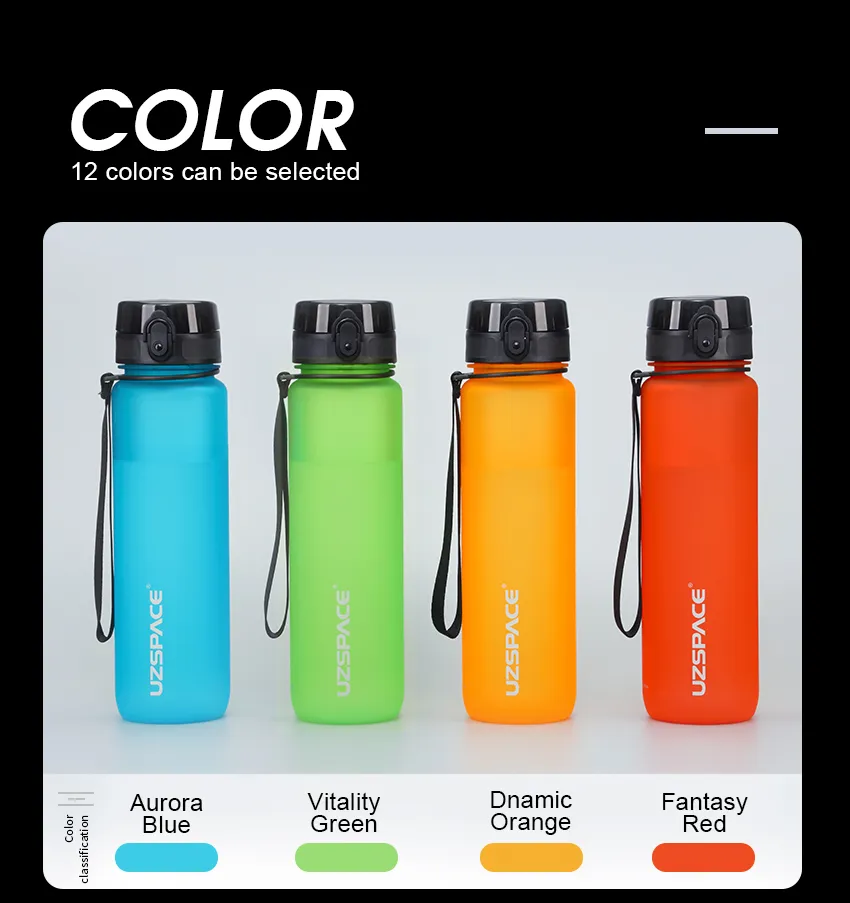 New 500/800/1000ml Sports Water Bottle BPA Free Portable Leak-proof Shaker bottle Plastic Drinkware Tour Gym Free Shipping items