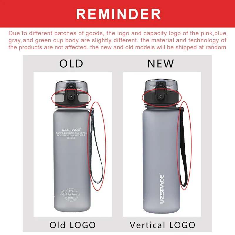 New 500/800/1000ml Sports Water Bottle BPA Free Portable Leak-proof Shaker bottle Plastic Drinkware Tour Gym Free Shipping items