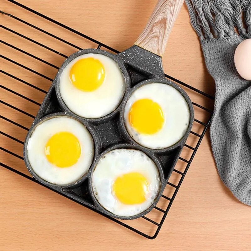 4-hole Omelet Pan Frying Pot Thickened Non-stick Egg Pancake Steak Cooking Pan Hamburg bread Breakfast Maker Induction cooker