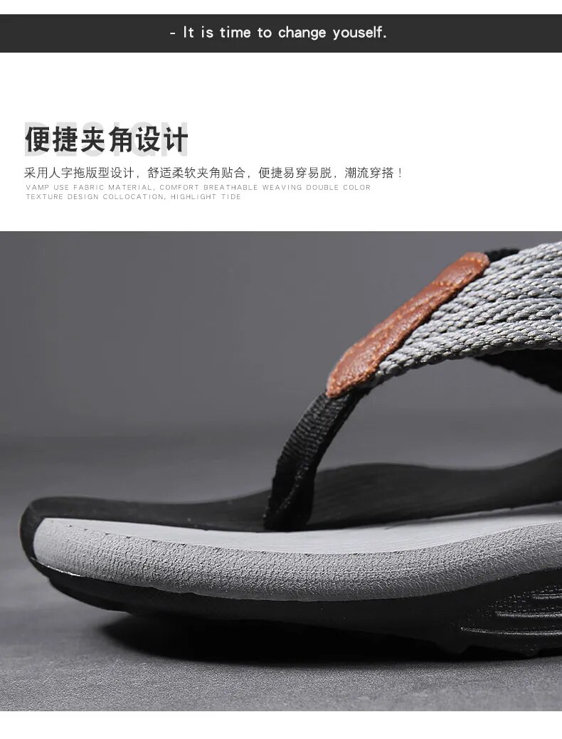 Jumpmore Flip Flops Summer Men's Slippers Home Flat Shoes  High Quality Sandals Father's Days Gift Size 39-45