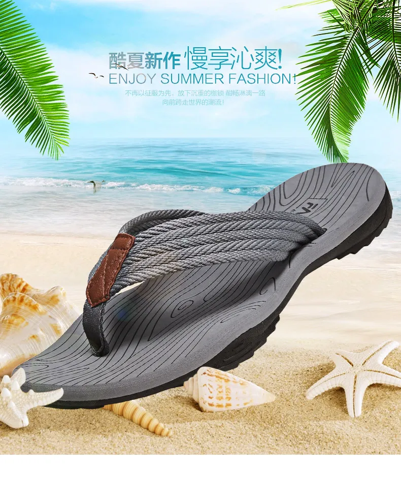 Jumpmore Flip Flops Summer Men's Slippers Home Flat Shoes High Quality Sandals Father's Days Gift Size 39-45