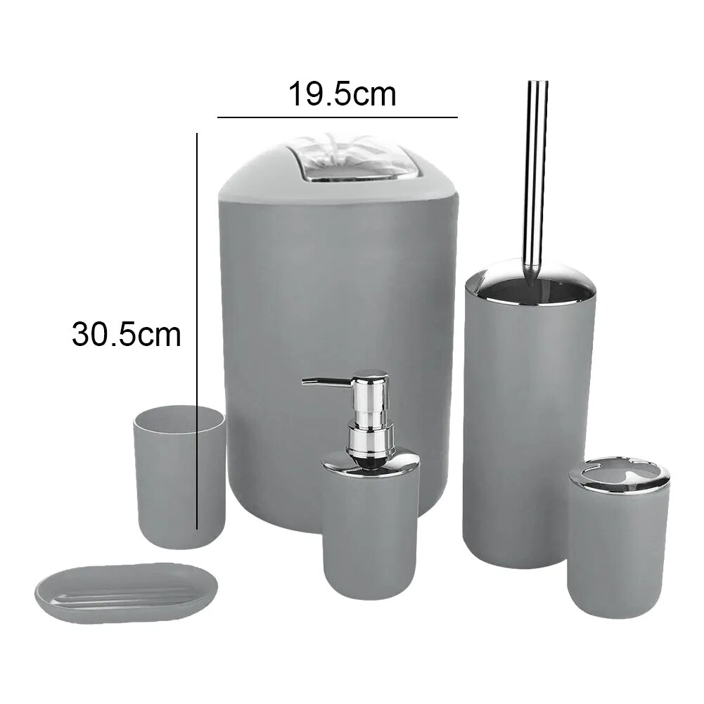 6pcs Bathroom Accessories Set Trash Can Lotion Dispenser Toothbrush Holder Cup Toliets Brush with Holder Luxury Gift