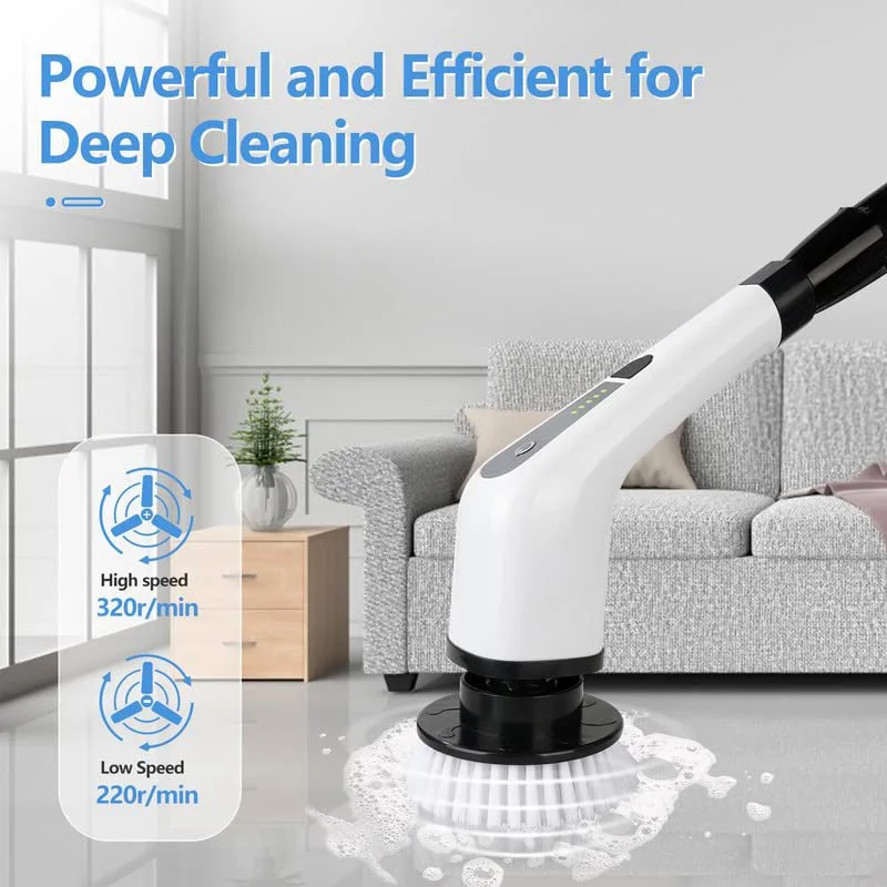 7 In 1 Electric Spin Scrubber Cordless Cleaning Brush Extension Handle Wall Window Cleaner Tub Tile Scrubber Cleaning Tool